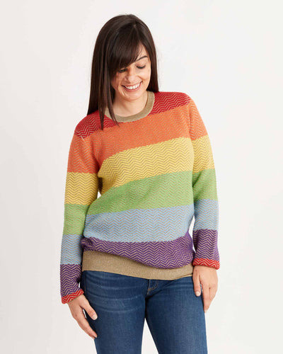 MADELEINE THOMPSON Clothing Large Annurca Rainbow Top Cashmere Sweater