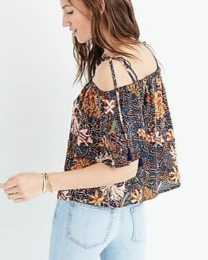 Madewell Clothing Small "Silk Cold Shoulder Top"