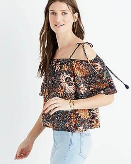 Madewell Clothing Small "Silk Cold Shoulder Top"