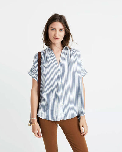 Madewell Clothing Small Striped Chambray Blouse