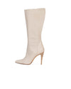 Manolo Blahnik Shoes Large | US 10.5 I IT 40.5 Bone Mid-Calf Leather High-Heel Boots