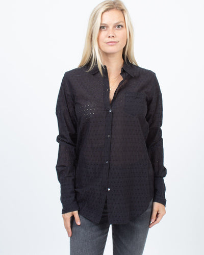 Nili Lotan Clothing Small Eyelet Button Down Top