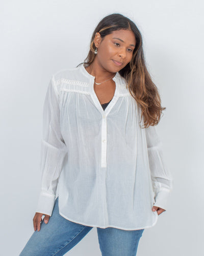 Nili Lotan Clothing XS Sheer Long Sleeve Blouse