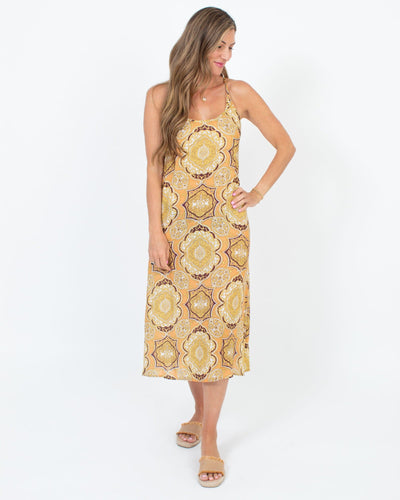 Novella Royale Clothing Medium "Avery" Printed Spaghetti Strap Midi Dress