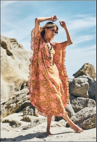 Novella Royale Clothing Small "Serafina Caftan" Ruffle Dress