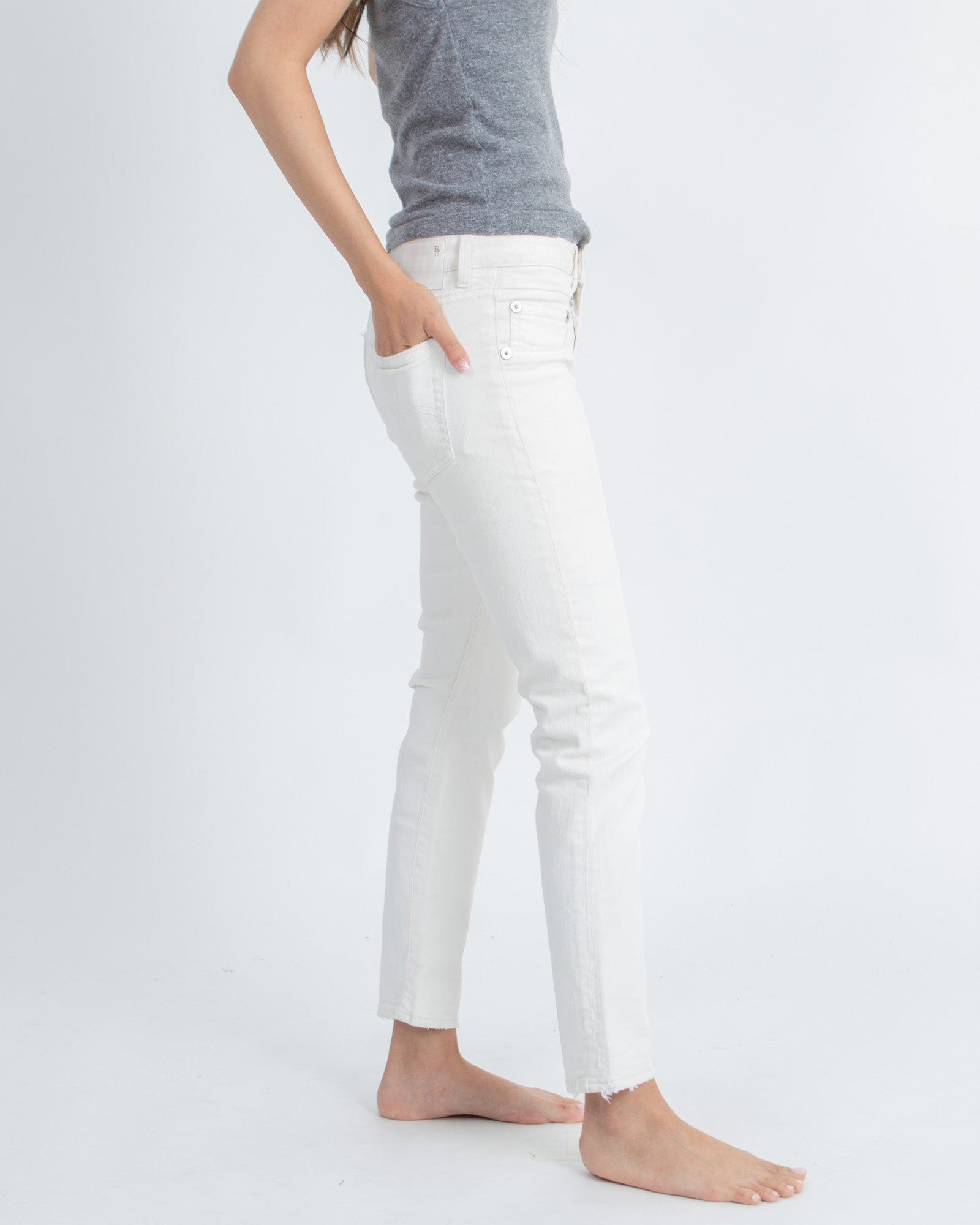 R13 Boyfriend Skinny White Jeans The Revury