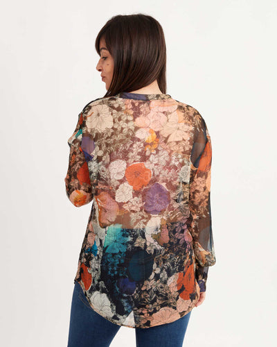 Raquel Allegra Clothing Large Sheer Printed Blouse