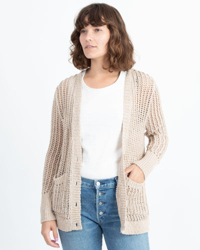 Raquel Allegra Clothing Small Metallic Open Knit Cardigan