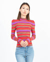 Ronny Kobo Clothing Small Striped Mock Neck Top