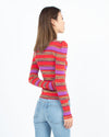 Ronny Kobo Clothing Small Striped Mock Neck Top