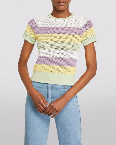 Sandro Clothing XS Striped Short Sleeve Sweater