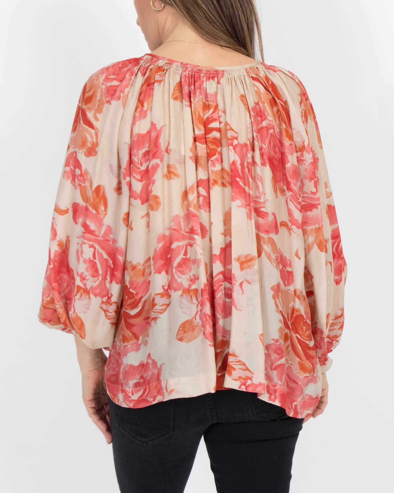 Pink Floral Silk Blouse - The Revury