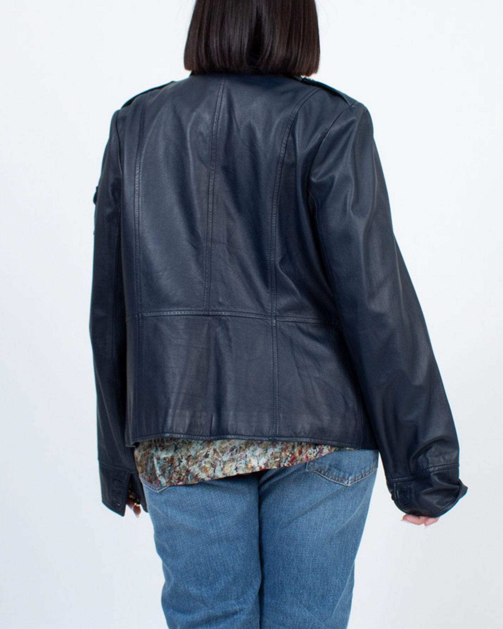 Principles navy 2025 leather jacket