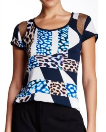 Trina Turk Clothing XS Silk Animal Print Mesh Top