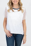 Trouve Clothing Medium Crochet Overlay Tee