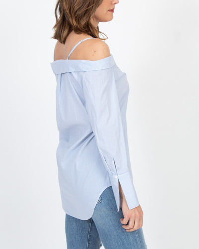 Trouve Clothing Small Off the Shoulder Button Down Blouse