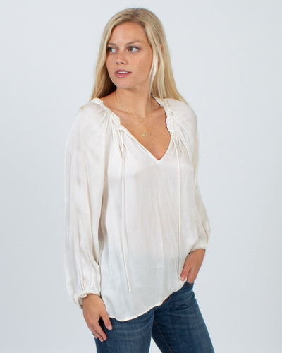 Velvet by Graham & Spencer Clothing XS Tie Front Peasant Blouse