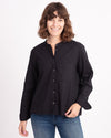 XíRENA Clothing Medium Black Semi-Sheer Button Down