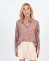 XíRENA Clothing Small Silk Blend Printed Button Down