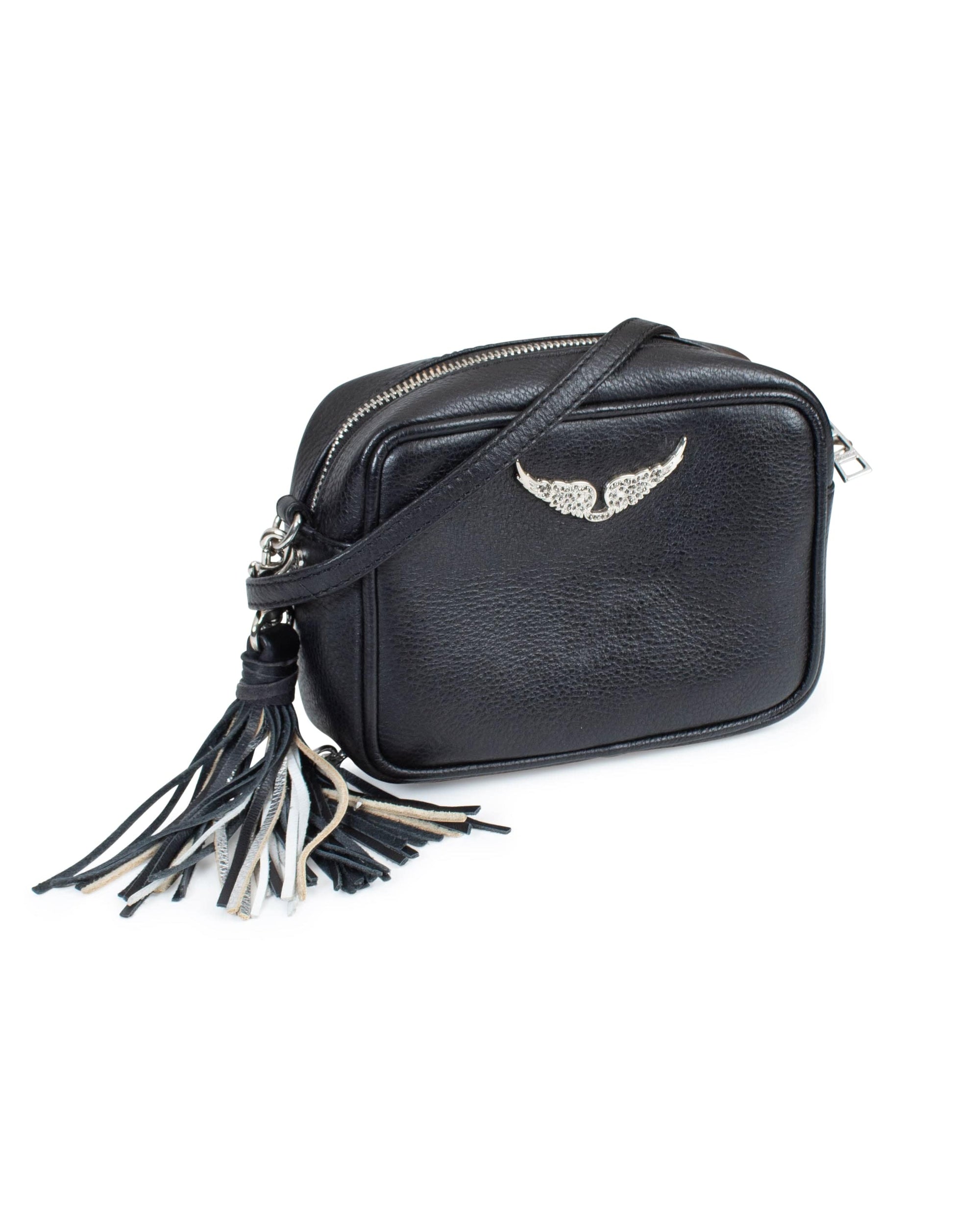 Black Leather Zadig & Voltaire Purse Brass Studded Wings -  UK